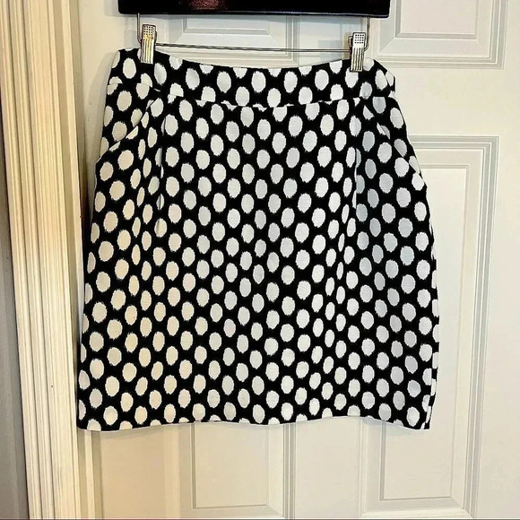 𝅺Ann Taylor Loft navy blue and white polkadot mini skirt size 10 - Picture 1 of 11
